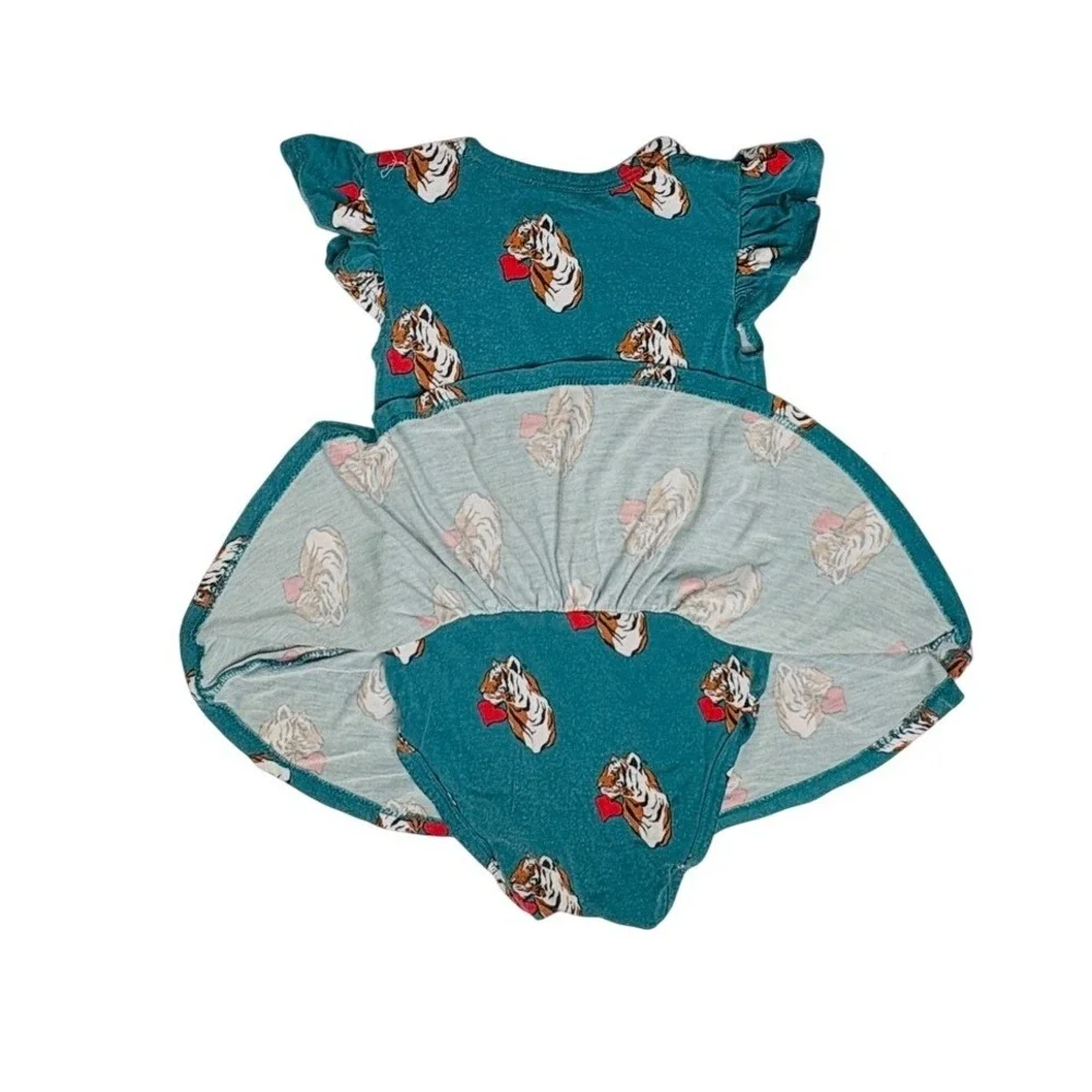 Posh Peanut Bamboo Tiger Heart Twill Dress Bodysuit 12-18 Month Green Whimsigoth